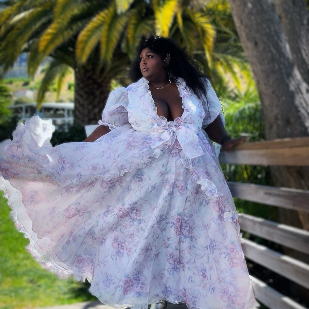 Floral White and Pink Women's Dress